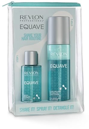 REVLON PROFESSIONAL EQUAVE Hydro Pflege-Set: tiefenreinigendes Detox Micellar Shampoo, 100 ml und professioneller, sofort entwirrender Zwei-Phasen Conditioner für normales bis trockenes Haar, 200ml