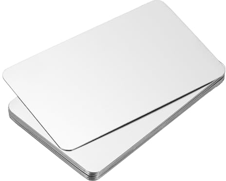 PATIKIL 0,5 mm visitkort i rostfritt stål, 12-pack tomma namnkort lasergravering för gör-det-själv-presentkort, silver