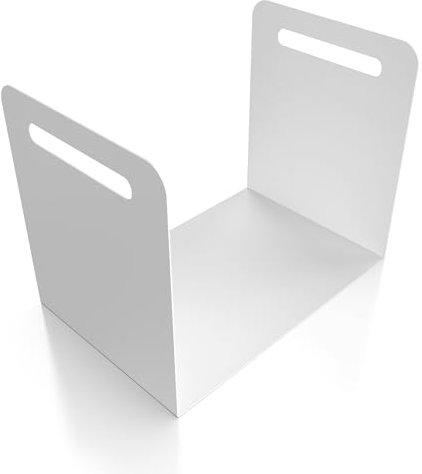 teileplus24 BHS2 Kaminholzregal Innen Außen | Brennholzregal Metall | Kaminholzkorb mit Tragegriff | Industrial Look, Modell:Rustikal Weiß