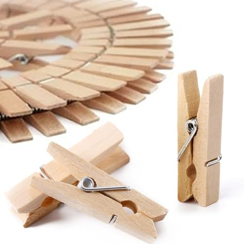 Mini Pinzas de Madera Natural 2,5CM – 100 Piezas para Manualidades Decoración Fotos Tarjetas Etiquetas Proyectos DIY