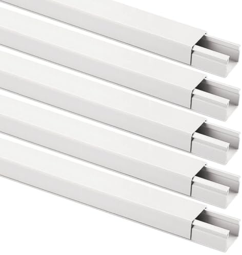 10 metri Canalina passacavi 25x25mm, 5 barre da 2 mt, bianco, mini canala, minicanalina, condotto passacavi, in plastica PVC, per cavi, fili elettrici, fissaggio a parete, coperchio avvolgente