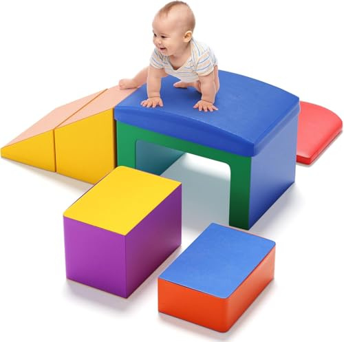 Helangel Blocchi da costruzione in schiuma per bambini, blocchi da arrampicata per bambini, mattoncini giganti per scatenare e arrampicarsi ((Rainbow-6)