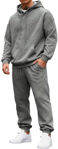 Tuta Uomo Completa - Tuta Da Ginnastica Uomo Comoda Running Con Cappuccio Streetwear Elasticizzati Felpa Da Lavoro Casual Slim Fit Palestra Invernale Maniche Lunghe Tute Abbigliamento Grigio M