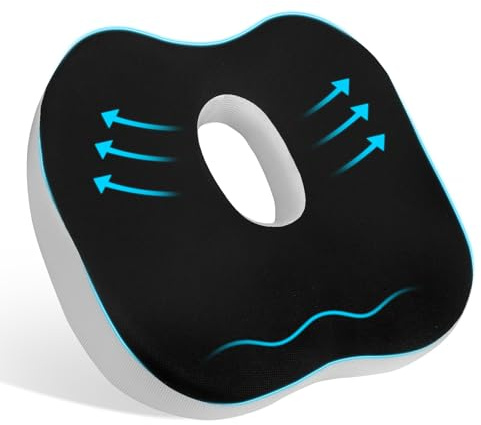 Havnxor Cojin Silla Oficina, Cojin Ortopedico para Coxis y Lumbar, Cojín de Asiento Ergonómico de Espuma con Memoria, Cojín Antiescaras Hemorroides Coxis Cojin Silla para Coche Ruedas Gaming - Negro