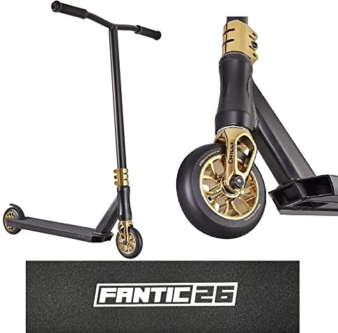 Chilli Pro Scooter Reaper Stunt-Scooter 110mm Crown Schwarz Gold + F26 Sticker + Fantic26 Team Griptape