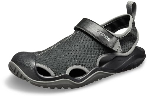 Crocs Men's Swiftwater Mesh Deck Sandals, Black, 11