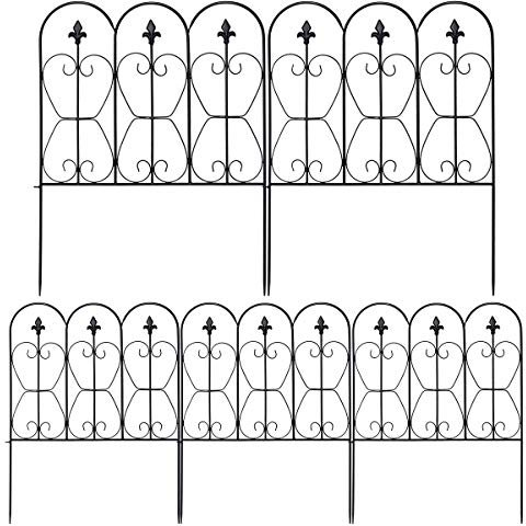 COSTWAY Garden Fence, Outdoor Coated Metal Rustproof Landscape Decorative Fencing Panels, Folding Animal Barrier Flower Bed Border for Patio Backyard (32in x 10ft)