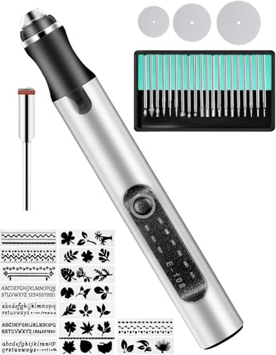 Penna per Incisione Elettrica Kit di Strumento Incisione Senza Fili Ricaricabile USB, Mini Penna Incisore Portatile e Multifunzionale per Incidere Gioielli Plastica Metallo Vetro Leather Fai-Da-Te