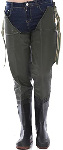 Pantalones De Pesca Impermeables De Punto Para Hombre, Zapatos De Agua Hasta La Rodilla, Pantalones De Pierna De PVC, Botas De Pesca Antideslizantes Para Exteriores, Botas De Pesca,Verde,43 EU