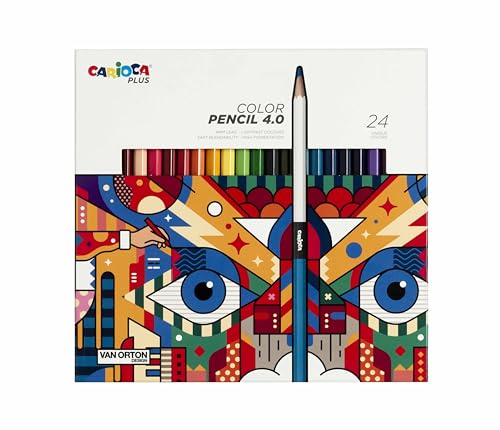 CARIOCA Plus I Matite Colorate 4.0 in Legno con Mina spessa e morbida ad alta pigmentazione I 24 pezzi