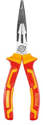 TOTAL - Pinze isolate - Punta piatta - Cromo Vanadio - Certificazione VDE - Ideali per elettricisti e progetti elettrici - Misura: 160 mm