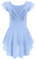 Arshiner Kinder Ballettkleid Rückenfrei Mädchen Kurzarm Ballettkleidung Baumwolle Tanzkleid Ballett Turnanzug Blau Balletttrikot mit UnregelmäßIges Ballettrock 140/5-6 Jahre