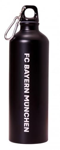 FC Bayern München Aluminium Trinkflasche mit Karabiner schwarz 0,8l Alu Flasche FCB