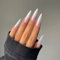 NICENEEDED 24 Stück Weiße Nägel Zum Aufdrücken, Lange Künstliche Stiletto-Nägel, Künstliche Nägel Aus Acryl In Volltonfarbe, Mandelform, Glänzend, Acrylnägel Mit Vollständiger Abdeckung Halloween