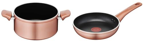 Lagostina Ramata Casseruola Fonda Antiaderente in Alluminio Ø 24 cm con Esterno Effetto Rame & Ramata Padella Antiaderente in Alluminio Ø 20 cm con Esterno Effetto Rame