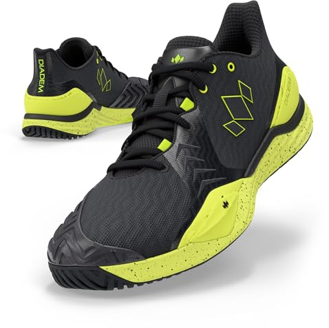Diadem Court Burst | Men's Pickleball & Tennis Shoes for Stability, Speed, Performance & Comfort, Black and Neon, US Size M11.5/W13