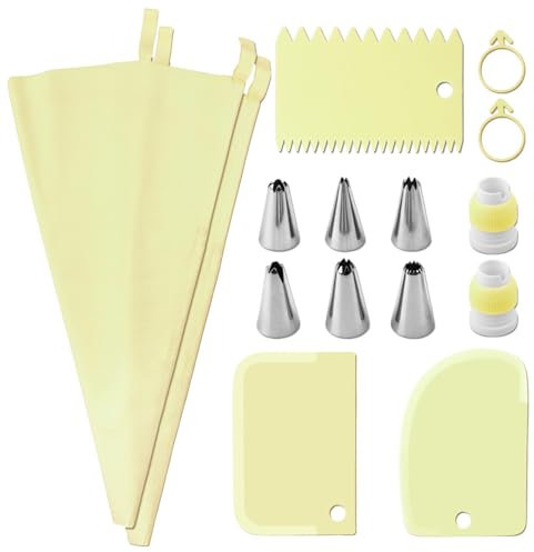 Set di sacchetti per tubi e ugelli, 15pcs Suggerimenti su glassa e tubazioni, kit di tubazioni di glassa Disegni complessi strumenti robusti