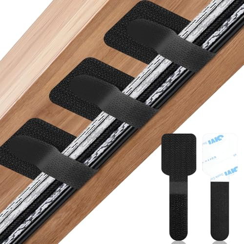 KOVSGQ buntband självhäftande kabelorganiserare kablar 100 st kabelhantering skrivbord klämma självhäftande kabelorganisatör återanvändbar för TV PC laptop Ethernet skrivbord (svart)