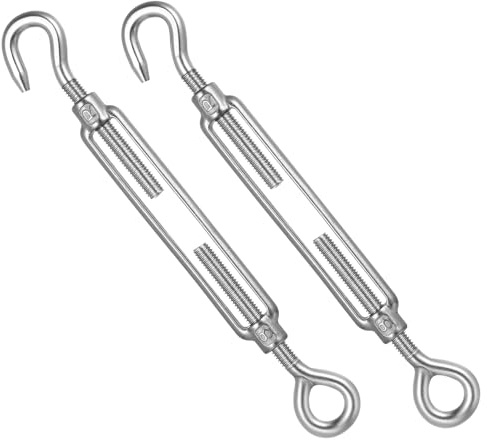 RunXinDa2 Stück Spannschloss M6 Edelstahl Drahtspanner, Spannschlösser Edelstahl, Drahtseil Spanner, Verstellbare Spannschloss Draht Spanner, Spannhaken Seilspanner mit Haken