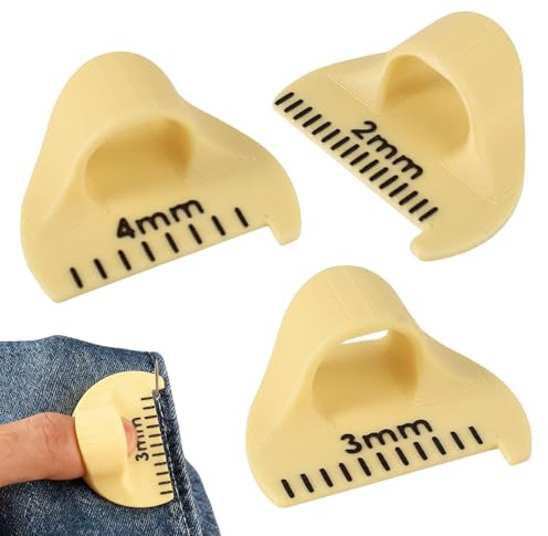 3pcs Sewing Finger Ruler, Sewing Measuring Gauge Template Kit for Consistent Stitches 3 Sizes 2/3/4mm DIY Stitching Guide Tool for Quilting Aids(Yellow)