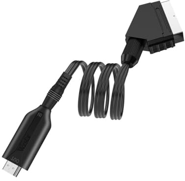 GAROZATION Scart to Video Adapter Audio Video Converter Chic Design Flexible Rubber Copper Cable 1080p 60hz Resolution for Tv and Dvd Recorder Black