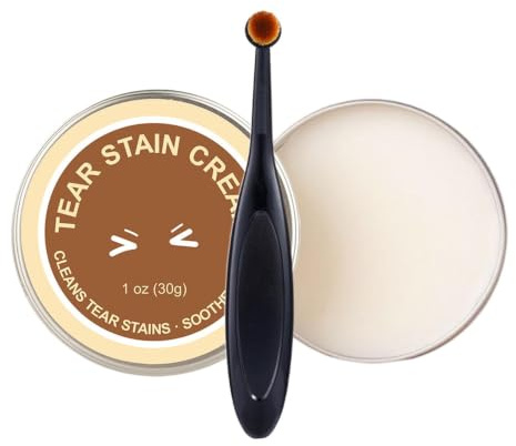 Détachant les larmes pour chiens et chats, nettoyant pour les yeux avec - 30 g | Avec brosse pour enlever les taches larmes chez les chats, chatons, chiots et chiens de taille moyenne et grande