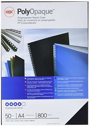 GBC ESP425804 PolyClearView Einbanddeckel, PP, 800 my, 50 Stück, schwarz
