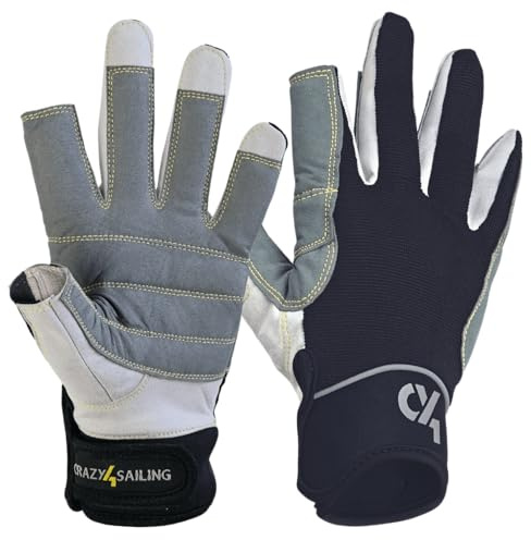 crazy4sailing Segelhandschuhe Herren & Damen Offshore Schwarz S – Warmer 2-Finger Cut Hybrid für Winter & Hochsee – Daumen & Zeigefinger offen – Verstärkt, Taktil & rutschfest