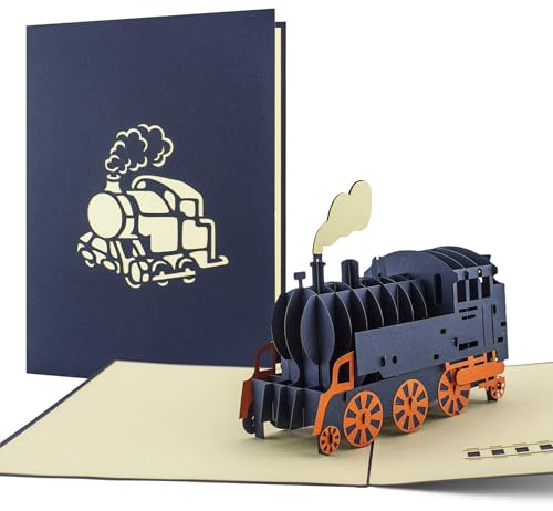 Diese Klappkarten Carte d'anniversaire Train 3D Pop-up - Parfait pour les amateurs de locomotives - Bon cadeau d'anniversaire carte pour la fête des pères
