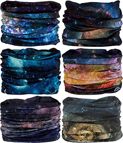 Multifunctional Stretchable Sport & Casual Headwear, Headband Scarf Bandanna Headwrap Mask Neckwarmer & More 12-in-1, 6PC.New Black Series