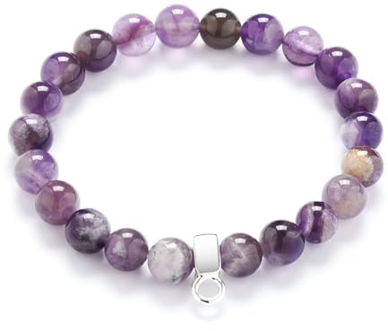 Philip Jones Amethyst Gemstone Charm Stretch Bracelet