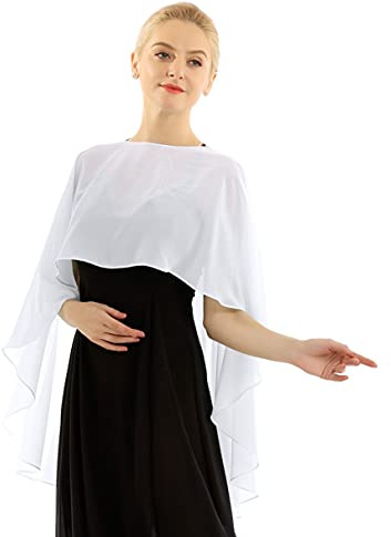 TiaoBug Damer chiffong stola halsduk poncho fram kort rumpa lång cape cape cape asymmetrisk topp över festliga klänningar brudklänning tillbehör