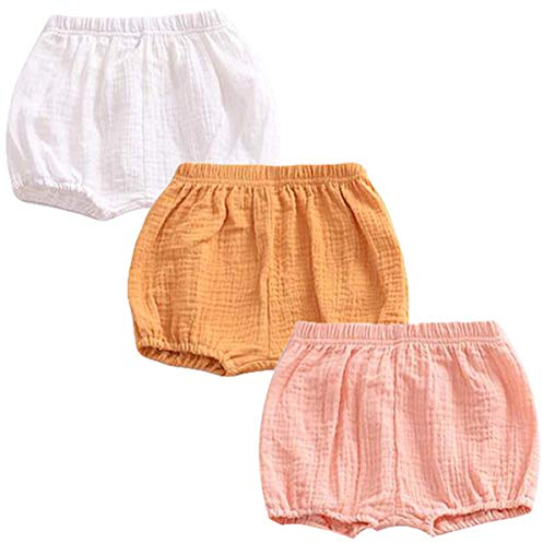 FAIRYRAIN 3 Pack of Baby Kinder Mädchen Jungen Baumwolle Unterwäsche Unterhosen Rüsche Hose Bloomer Shorts Baby Höschen Windelhöschen Kleinkinder Pumphose 1-2 Jahre