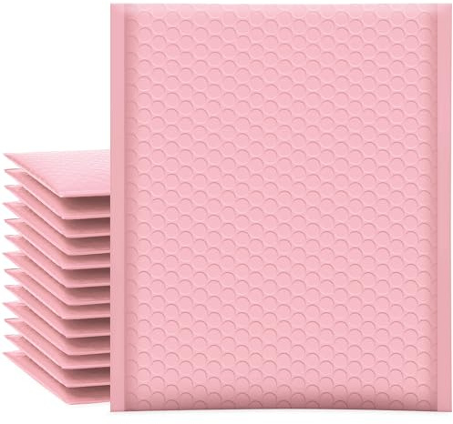 UCGOU Bubble Mailers 8.5x12 Inch Light Pink 25 Pack Poly Padded Envelopes #2 Medium Mailing Opaque Packaging Postal Self Seal Waterproof Boutique Shipping Bags for Clothes Makeup Supplies