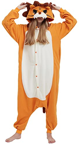 DarkCom Unisexe Adulte Cosplay Lion Animal Onesie Kigurumi Costume One Piece Pyjamas Vêtements de Nuit Combinaison L