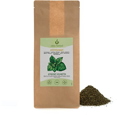 Menthe Poivrée (500g), Thé en Vrac, Feuilles de Menthe Poivrée Coupées et Délicatement Séchées, 100% Naturelles et Pures pour la Préparation de Tisane, Thé à la Menthe Poivrée, Infusion