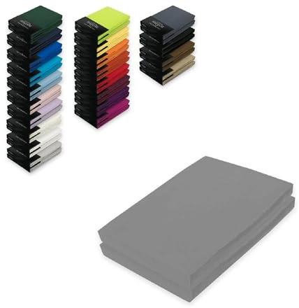 EXKLUSIV HEIMTEXTIL Doppelpack Jersey Spannbettlaken 180-200 x 200 cm Grau