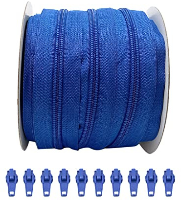 Rotolo da 25 Metri di Cerniera Continua in Nylon + 10 Cursori Automatici in Metallo 5#
