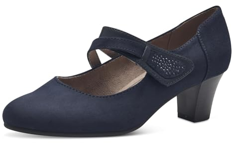Jana Damen Pumps mit Riemen Mary Jane Vegan, Blau (Navy), 38 EU