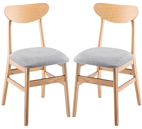 - Massivholzstuhl, 2 Stück, Moderne Möbelhocker, Küche, Restaurant, Cafés, Bars, Hocker mit Rückenlehne und Baumwoll-Leinen-Kissen, Khaki Interesting