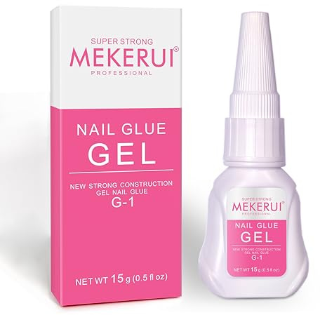 MEKERUI Super Strong Nail Glue Gel 15g – Air-Dries in 7 Seconds, No UV Lamp Needed, Waterproof & Long-Lasting for Press-On Nails