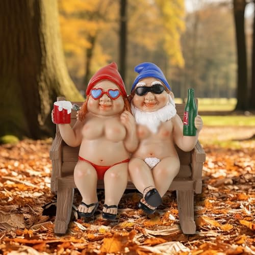 BRYNHILDSANS Funny Garden Gnomes Statue 5.5 Swing Couple Garden Decoration Dwarf Figurines Ornament Drunk Gnome Resin Sculpture Housewarming Halloween