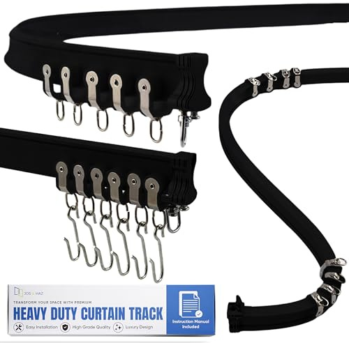 Flexible Aluminum Ceiling Curtain Track 3ft-9.8ft / 3 Meter-Bendable Ceiling Track For Curtains, Ceiling/Wall Mount Curtain Rail System For Curved Shower Curtain, RV and Sliding Curtain Track (BLACK)