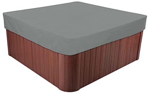 BaCover Överdrag för Fyrkantigt Badtunna, 210D Oxford-tyg Vattentätt Väderbeständig Poolöverdrag Utomhus Badkar Spabad Spa Överdraget,Gray,215x215x30cm