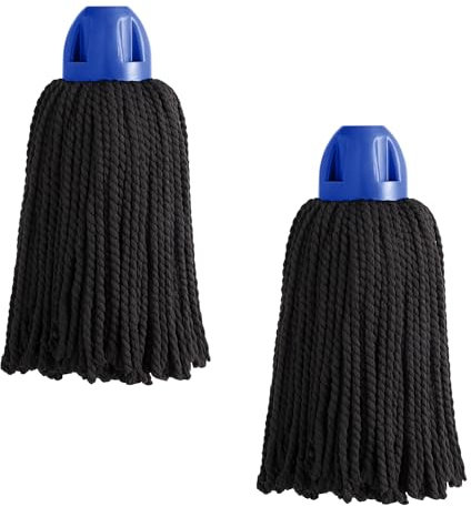 MAYA Fregona MAX Pro. Limpieza Eficiente y Duradera para Superficies Lisas. 100 % Microfibra. Extra Absorbente y Escurrefacil. Rosca Universal. Pack de 2 Fregonas (Casquillo Azul)