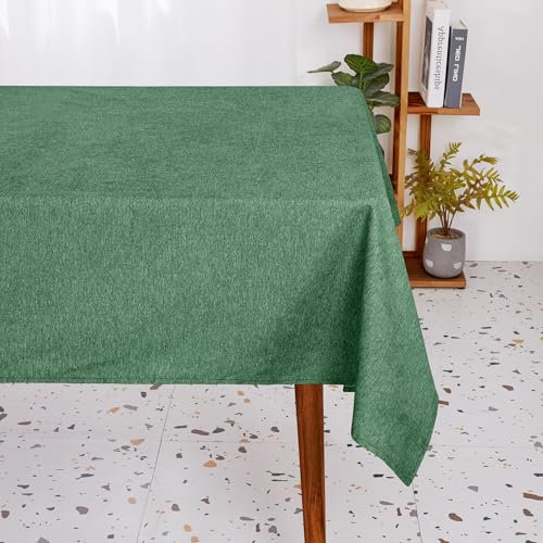 Deconovo Tischdecke Abwaschbar Tischwäsche Wasserabweisende Lotuseffekt Tischdecken Esszimmer Tischtuch für Esstisch Küche Garten Wohnzimmer Tischschutz pflegeleicht, 130x130 cm, Dunkelgrün, 1 Stück