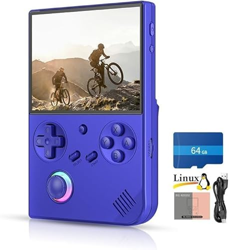 RG40XXV Retro Handheld Game Console - 4.0” IPS Screen, Linux System, 64GB SD Card with 5528 Classic Games, H700 Quad-Core CPU, 5G WiFi, Bluetooth 4.2, TV Output, 3200mAh Battery (Blue)