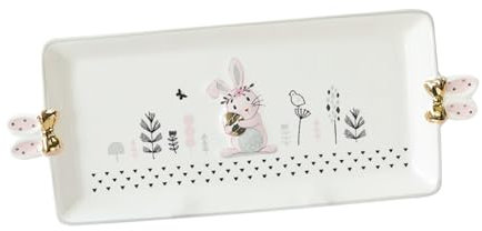 FUNNETOYU Plateau De Service Céramique Avec Motif De Lapin Assiette Multifonctionnelle Pour Fruits Et Desserts Idéale Pour Événements Festifs Et Réunions Familiales