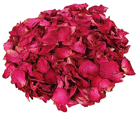 BESTYASH Petali di Rosa Rossi Essiccati per Bagno 100g, Profumati Naturali per Pediluvio e Bagni di Fiori, Confezionati in Sacchetto Sigillato, per Cura Corpo