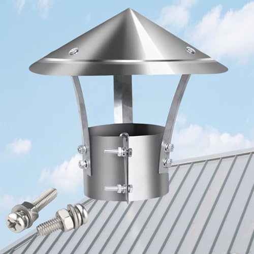 YJSGHRHL Chapeau de Cheminée Poêle, Capot de Tuyau de Cheminée, Capuchon de Cheminée Anti Pluie for Conduit de 180-240mm de diamètre, Couvercle de Vent for Toit, avec des vis métalliques(18cm)